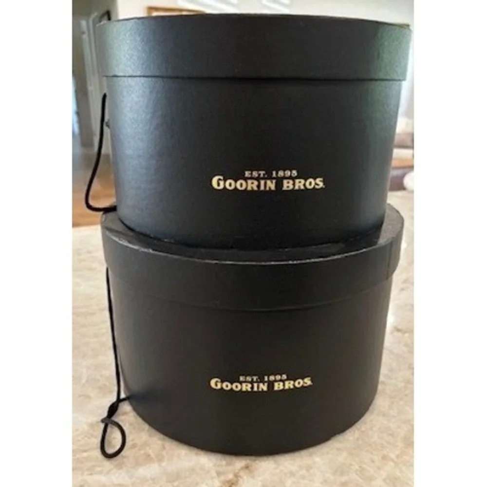 Goorin Bros Hat Boxes Set 2 Black Gold Castle Logo 13